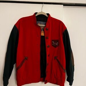 Vintage Grand Prix Red & Green Men's Varsity Jacket